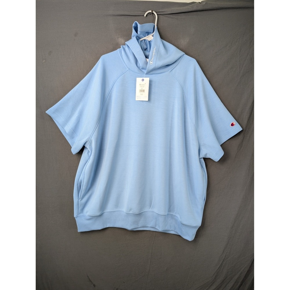Champion Mens XXL Club Sport Hoodie Placid Blue Short Sleeve CPM261TS34014